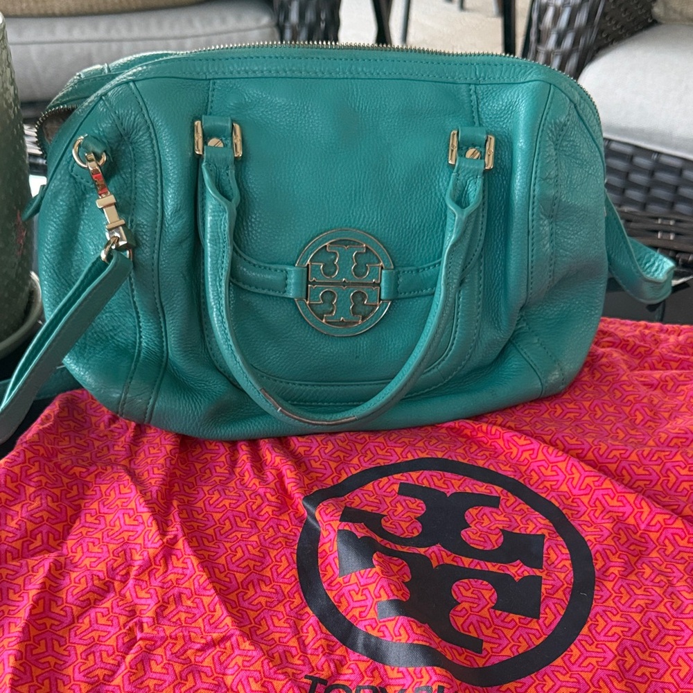Tory Burch Teal Leather Satchel